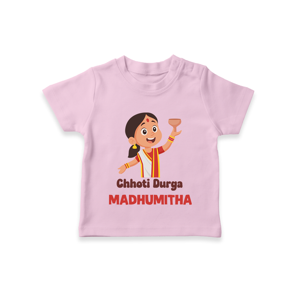 Chhoti Durga Devotional  T Shirt  - BABY PINK - 0-5 Months Old (Chest 17")