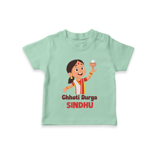 Chhoti Durga Tshirt | Custom Baby Tshirt for Navratri Festivities - MINT GREEN - 0-5 Months Old (Chest 17")