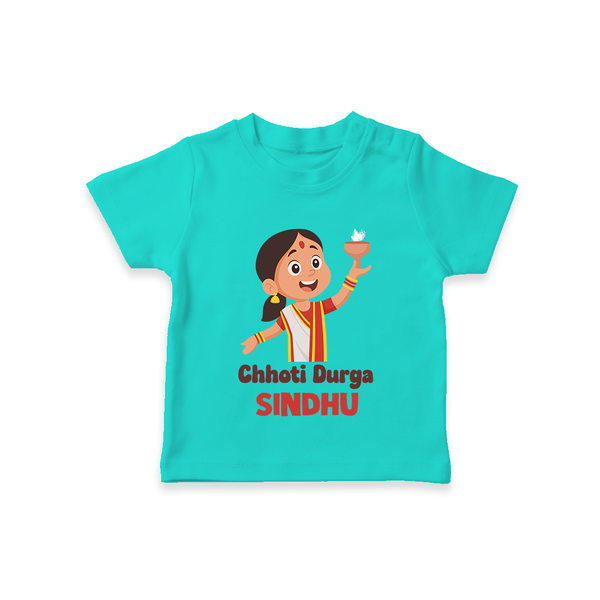 Chhoti Durga Tshirt | Custom Baby Tshirt for Navratri Festivities - TEAL - 0-5 Months Old (Chest 17")