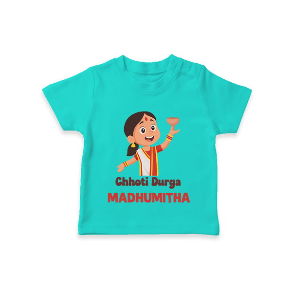 Chhoti Durga Devotional  T Shirt  - TEAL - 0-5 Months Old (Chest 17")