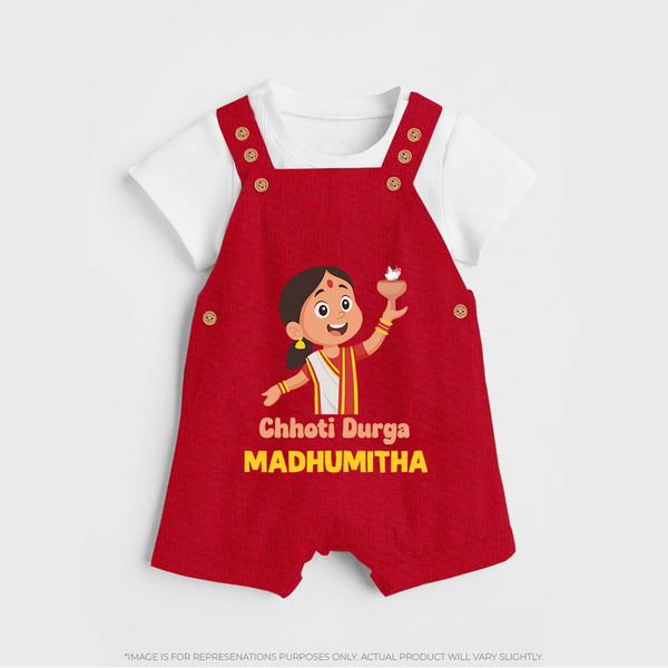 Chhoti Durga Devotional Dungaree - RED - 0 - 5 Months Old (Chest 18")