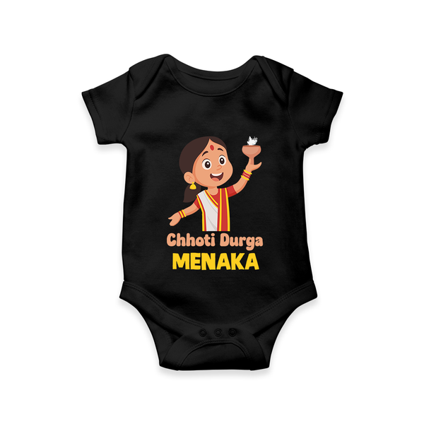 Chhoti Durga Romper | Custom Baby Romper for Navratri Festivities - BLACK - New Born (Chest 14")