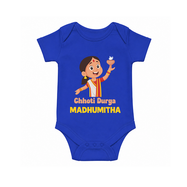 Chhoti Durga Devotional Romper - COBALT BLUE - New Born (Chest 14")