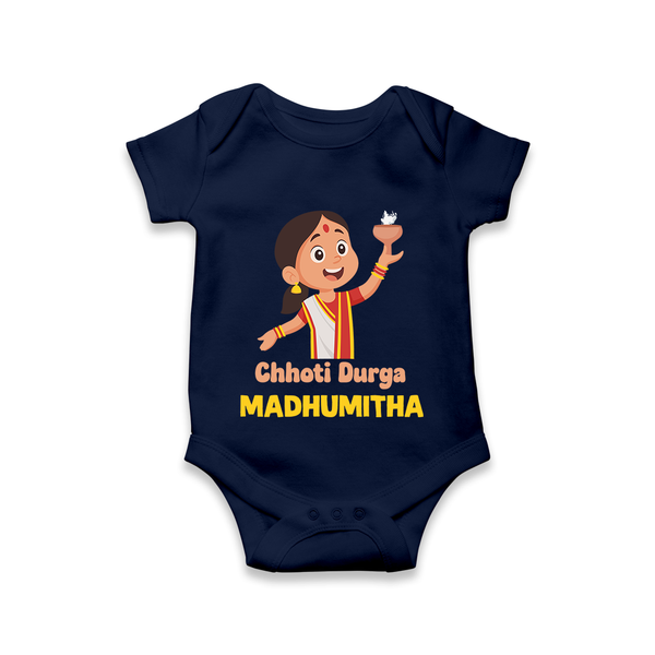 Chhoti Durga Devotional Romper - NAVY BLUE - New Born (Chest 14")
