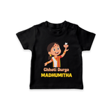 Chhoti Durga Devotional  T Shirt  - BLACK - 0-5 Months Old (Chest 17")