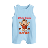 Little Bhakta Festive Button Romper - BABY BLUE - New Born (Chest 18")