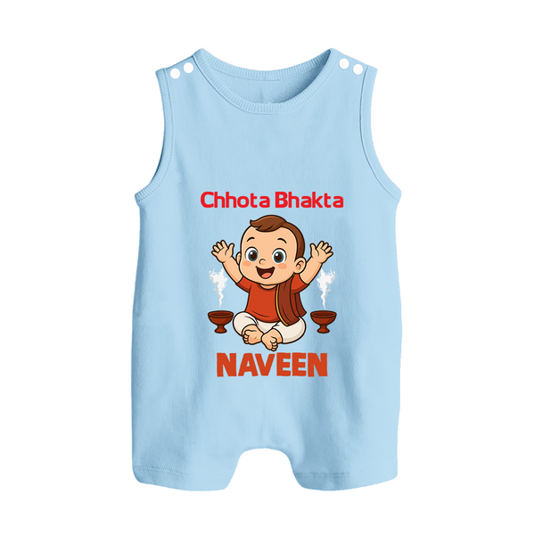 Little Bhakta Festive Button Romper - BABY BLUE - New Born (Chest 18")