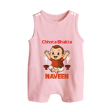 Little Bhakta Festive Button Romper - BABY PINK - New Born (Chest 18")
