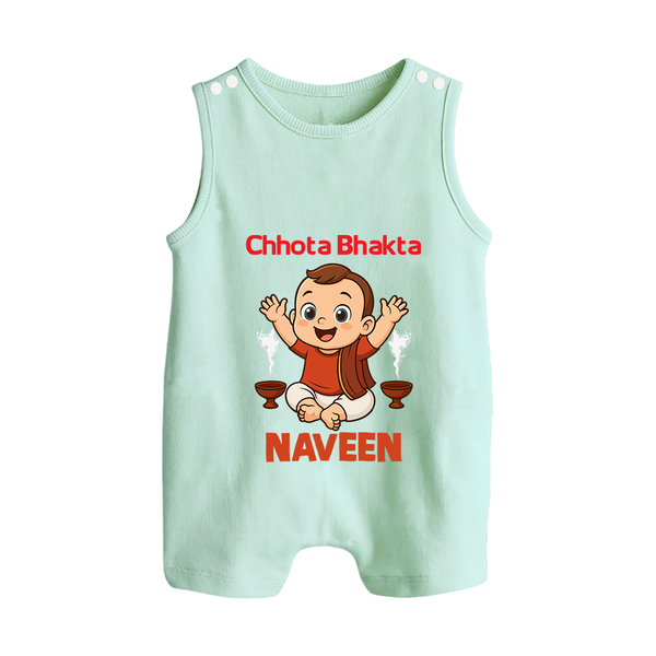 Little Bhakta Festive Button Romper - MINT GREEN - New Born (Chest 18")