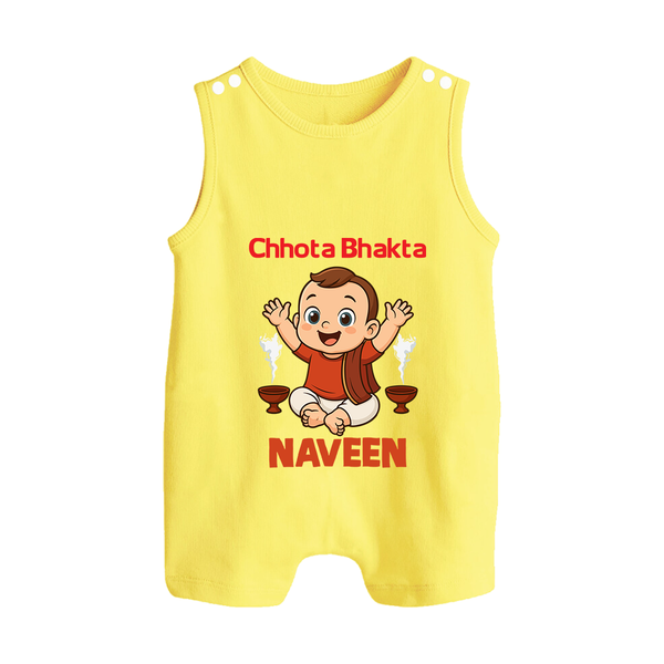 Little Bhakta Festive Button Romper - PASTEL YELLOW - New Born (Chest 18")