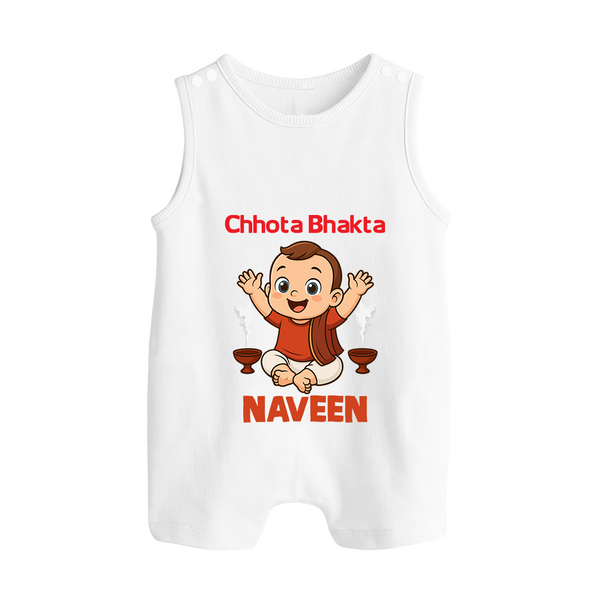 Little Bhakta Festive Button Romper - WHITE - New Born (Chest 18")