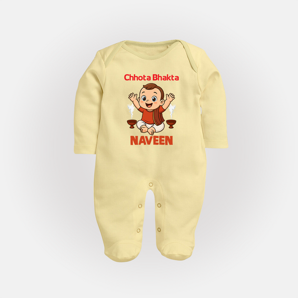 Little Bhakta Festive Full Body Suit - PASTEL YELLOW - New Born (Chest 7.5")