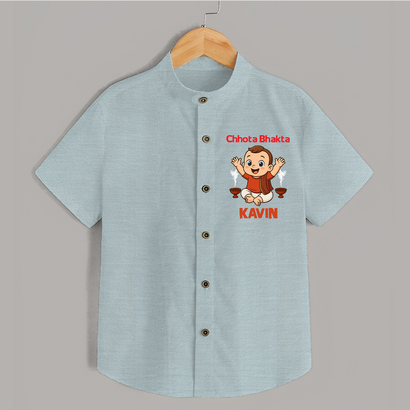 Chhota Bhakta Shirt | Personalized Baby Shirt for Little Devotee - ARCTIC BLUE - 0 - 6 Months Old (Chest 23")