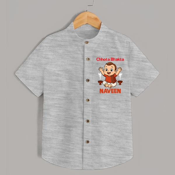  Chhota Bhakta Devotional  Shirt - GREY - 0 - 6 Months Old (Chest 23")