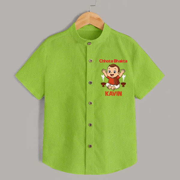 Chhota Bhakta Shirt | Personalized Baby Shirt for Little Devotee - LIME GREEN - 0 - 6 Months Old (Chest 23")