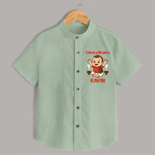 Chhota Bhakta Shirt | Personalized Baby Shirt for Little Devotee - MINT GREEN - 0 - 6 Months Old (Chest 23")