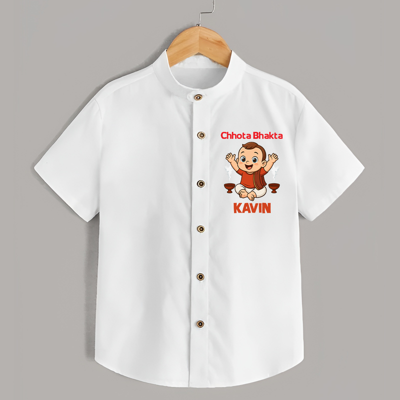 Chhota Bhakta Shirt | Personalized Baby Shirt for Little Devotee - WHITE - 0 - 6 Months Old (Chest 23")