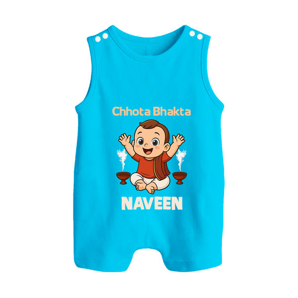Little Bhakta Festive Button Romper - SKY BLUE - New Born (Chest 18")