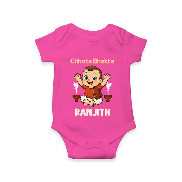Chhota Bhakta Romper | Personalized Baby Romper for Little Devotee - HOT PINK - New Born (Chest 14")