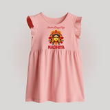 Shubh Durga Puja Goddess Face Art Baby Frock - BABY PINK - 0 - 3 Months Old (Chest 17")