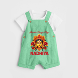 Shubh Durga Puja Goddess Face Art Dungaree - GREEN - 0 - 5 Months Old (Chest 18")