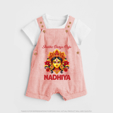Shubh Durga Puja Goddess Face Art Dungaree - PEACH - 0 - 5 Months Old (Chest 18")