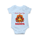 Shubh Durga Puja Goddess Face Art Romper - BABY BLUE - New Born (Chest 14")