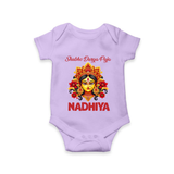 Shubh Durga Puja Goddess Face Art Romper - LILAC - New Born (Chest 14")