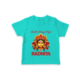 Shubh Durga Puja Goddess Face Art  T Shirt  - TEAL - 0-5 Months Old (Chest 17")