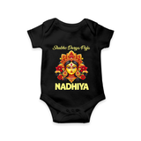 Shubh Durga Puja Goddess Face Art Romper - BLACK - New Born (Chest 14")