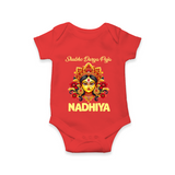 Shubh Durga Puja Goddess Face Art Romper - RED - New Born (Chest 14")
