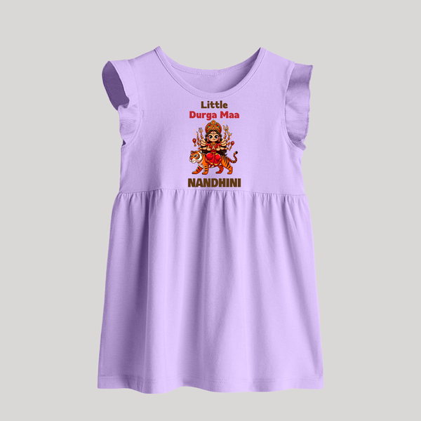 Little Durga Maa Tiger Rider Baby Frock - LILAC - 0 - 3 Months Old (Chest 17")