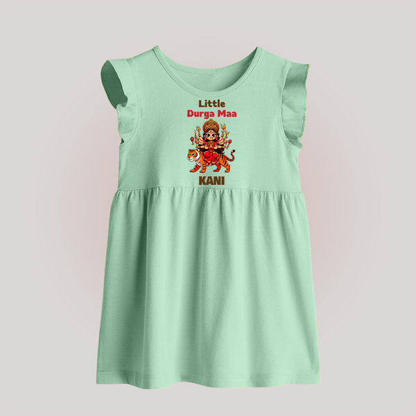 Little Durga Maa Baby Frock | Personalized Baby Frock for Festival Spirit - MINT GREEN - 0 - 3 Months Old (Chest 17")