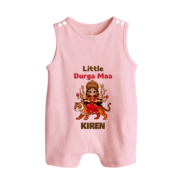 Little Durga Maa Romper Suit / Sleeveless Romper | Personalized Baby Romper Suit / Sleeveless Romper for Festival Spirit - BABY PINK - 0 - 5 Months Old (Chest 18")