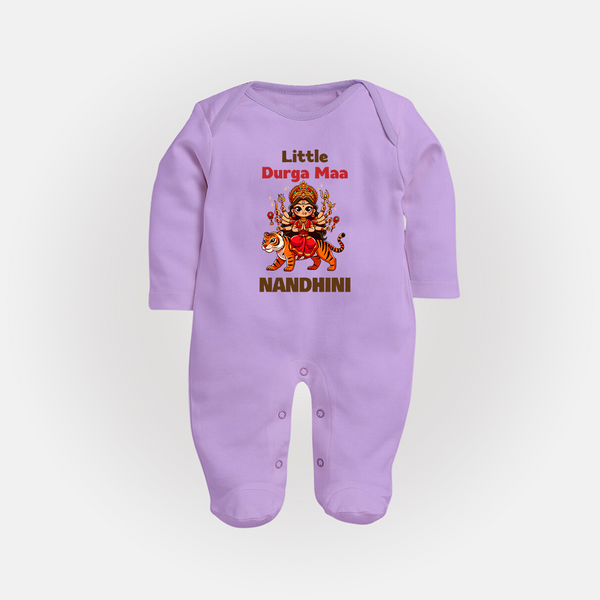 Little Durga Maa Tiger Rider Full Body Suit - LILAC - New Born (Chest 7.5")