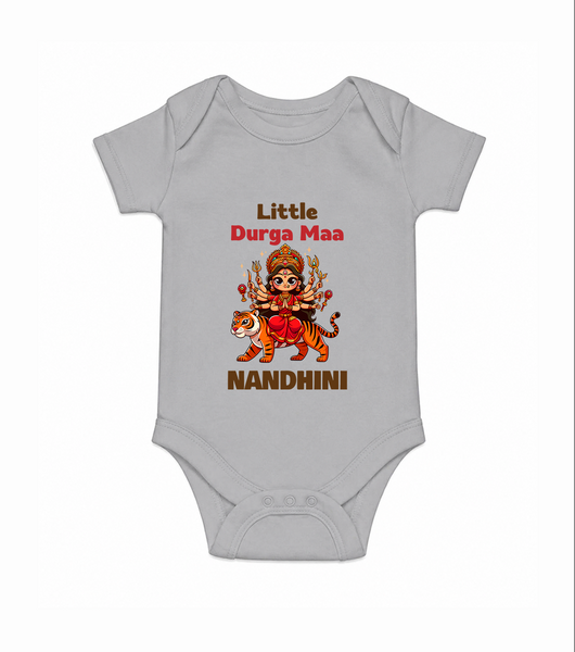 Little Durga Maa Tiger Rider Romper - GREY - New Born (Chest 14")