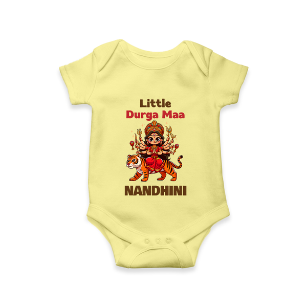 Little Durga Maa Tiger Rider Romper - PASTEL YELLOW - New Born (Chest 14")