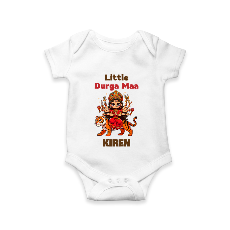 Little Durga Maa Romper | Personalized Baby Romper for Festival Spirit - WHITE - New Born (Chest 14")