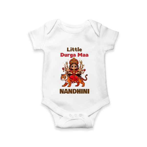 Little Durga Maa Tiger Rider Romper - WHITE - New Born (Chest 14")