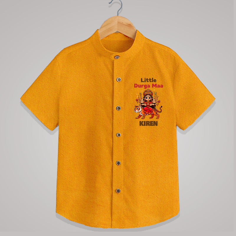 Little Durga Maa Shirt | Personalized Baby Shirt for Festival Spirit - CHROME YELLOW - 0 - 6 Months Old (Chest 23")