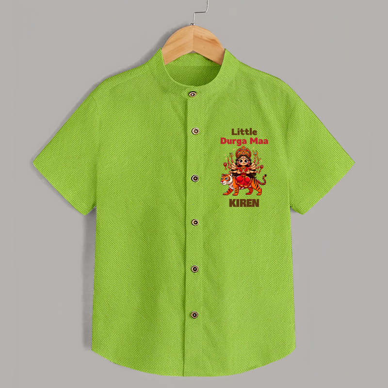 Little Durga Maa Shirt | Personalized Baby Shirt for Festival Spirit - LIME GREEN - 0 - 6 Months Old (Chest 23")