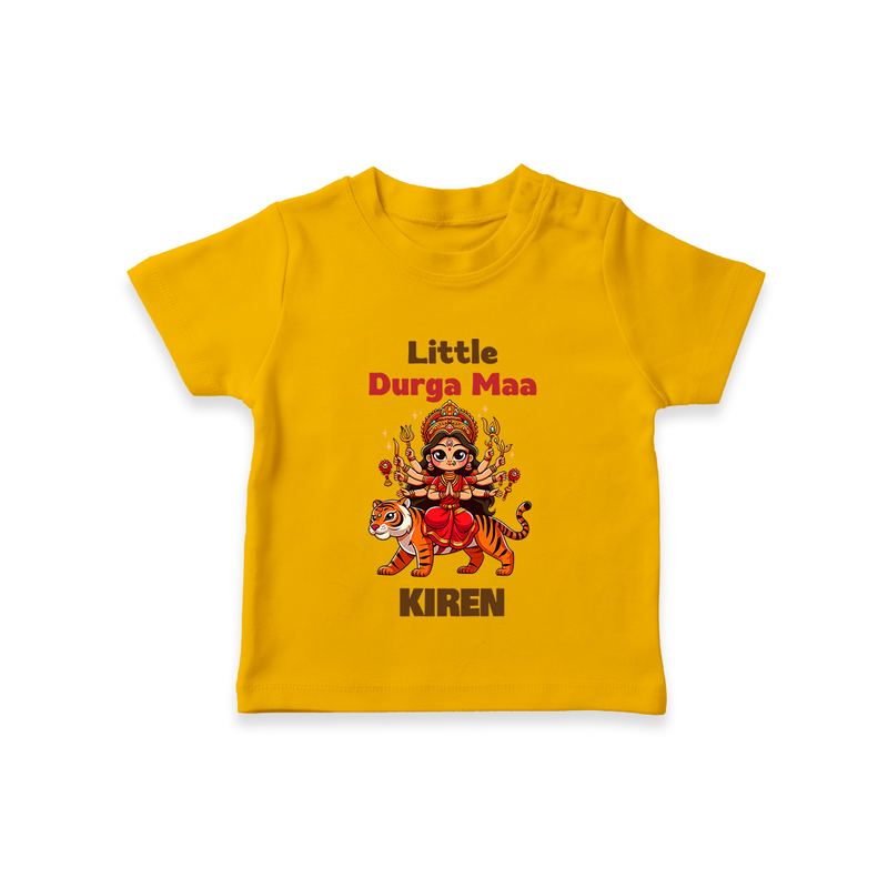 Little Durga Maa Tshirt | Personalized Baby Tshirt for Festival Spirit - CHROME YELLOW - 0-5 Months Old (Chest 17")