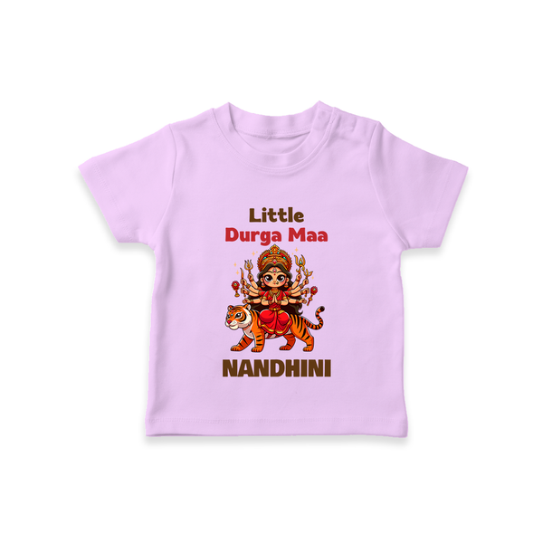 Little Durga Maa Tiger Rider  T Shirt  - LILAC - 0-5 Months Old (Chest 17")
