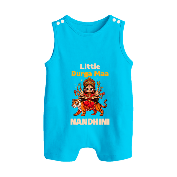 Little Durga Maa Tiger Rider Button Romper - SKY BLUE - New Born (Chest 18")