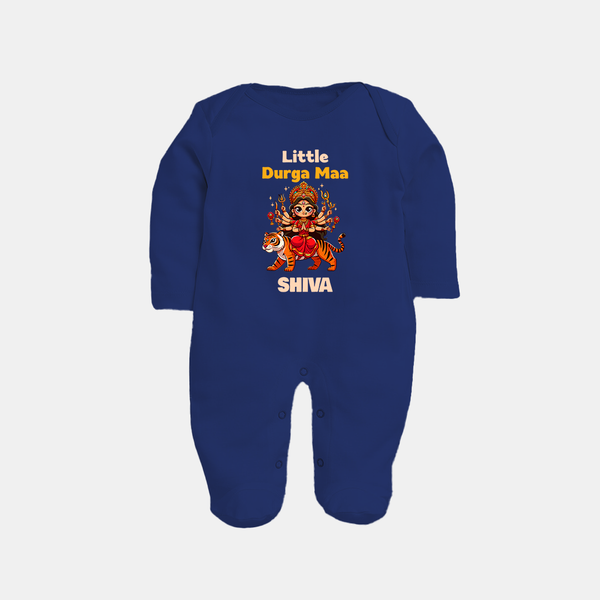 Little Durga Maa Sleep Suit | Personalized Baby Sleep Suit for Festival Spirit - NAVY BLUE - New Born (Chest 7.5")