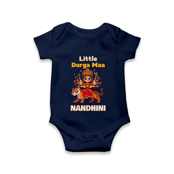 Little Durga Maa Tiger Rider Romper - NAVY BLUE - New Born (Chest 14")