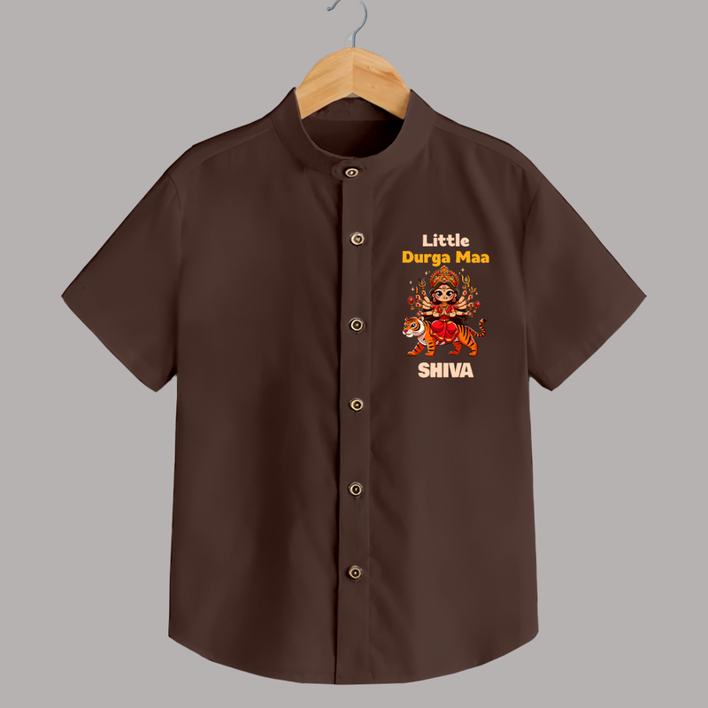 Little Durga Maa Shirt | Personalized Baby Shirt for Festival Spirit - CHOCOLATE BROWN - 0 - 6 Months Old (Chest 23")