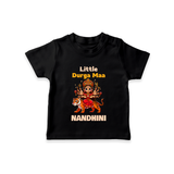 Little Durga Maa Tiger Rider  T Shirt  - BLACK - 0-5 Months Old (Chest 17")