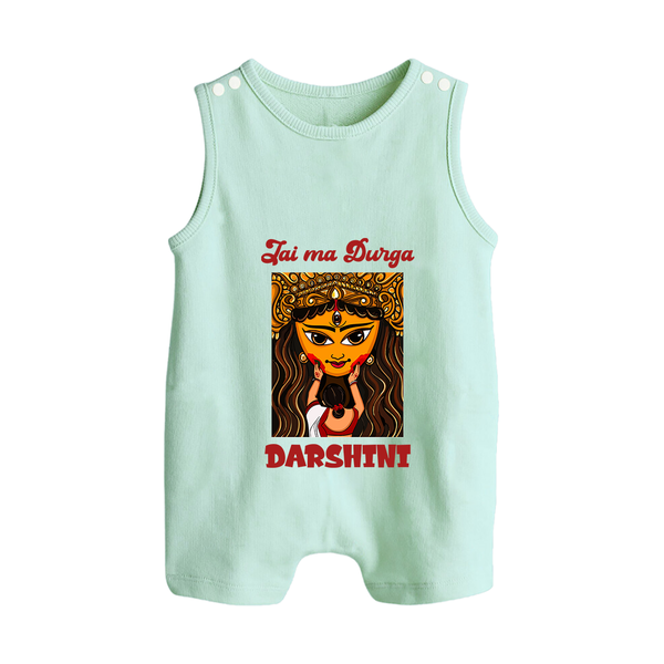 Jai Maa Durga Traditional Artwork Button Romper - MINT GREEN - New Born (Chest 18")