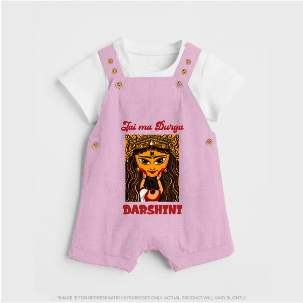 Jai Maa Durga Traditional Artwork Dungaree - BABY PINK - 0 - 5 Months Old (Chest 18")
